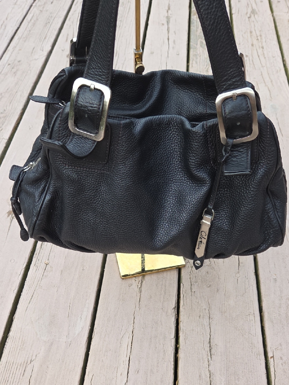 Cole Haan Black Pebbled Leather Shoulderbag. EUC. $800 Estimated Retail.